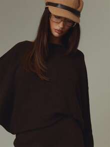 MUSERA Brown Drape Oversized Mini Dress Fall Autumn Winter Casual Style Outfits - Coffee Brown - View 5