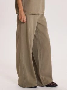 MUSERA Washed Effect High Rise Loose Fitted Denim Jeans Winter Fall Cute Everyday Coolgirl Mullburn Hill - Green - View 3