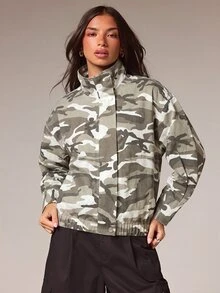 Athîral Denim 女款迷彩長袖休閒寬鬆牛仔夾克 - 淺灰色 - 查看 4