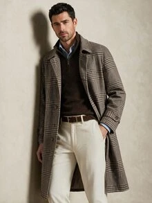 Lornavo Men's High-Quality Wool Blend Store Style - Coffee Brown - View 6