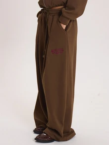 MUSERA Loose Fit Pleated Style Mid Rise Joggers Winter Fall Cute Everyday Coolgirl Mullburn Hill - Coffee Brown - View 3