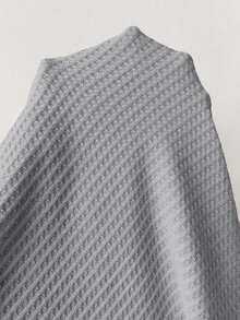 Shapeblank 大尺碼女款春夏/秋冬時尚休閒寬鬆舒適日常百搭顯瘦華夫格針織黑色長袖開襟外套，秋季穿搭，外穿上衣，秋季外套，極簡風 - 灰色 - 查看 8