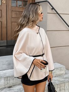 Serisse Women's Colorblock Casual Versatile Daily Wear Wool Blend Coat - Apricot - View 1
