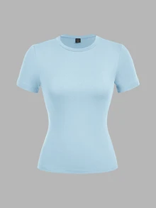 SHEIN EZwear 3件組女款素色圓領短袖休閒T恤 - 彩色 - 查看 5
