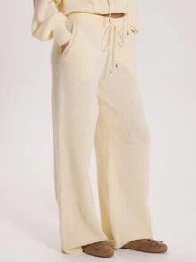 MUSERA Cream Knit Drawstring Waist Loose Fit Sweatpants Sold Seperately Autumn Winter Fall Cute Everyday Coolgirl Mullburn Hill - Cream - View 3