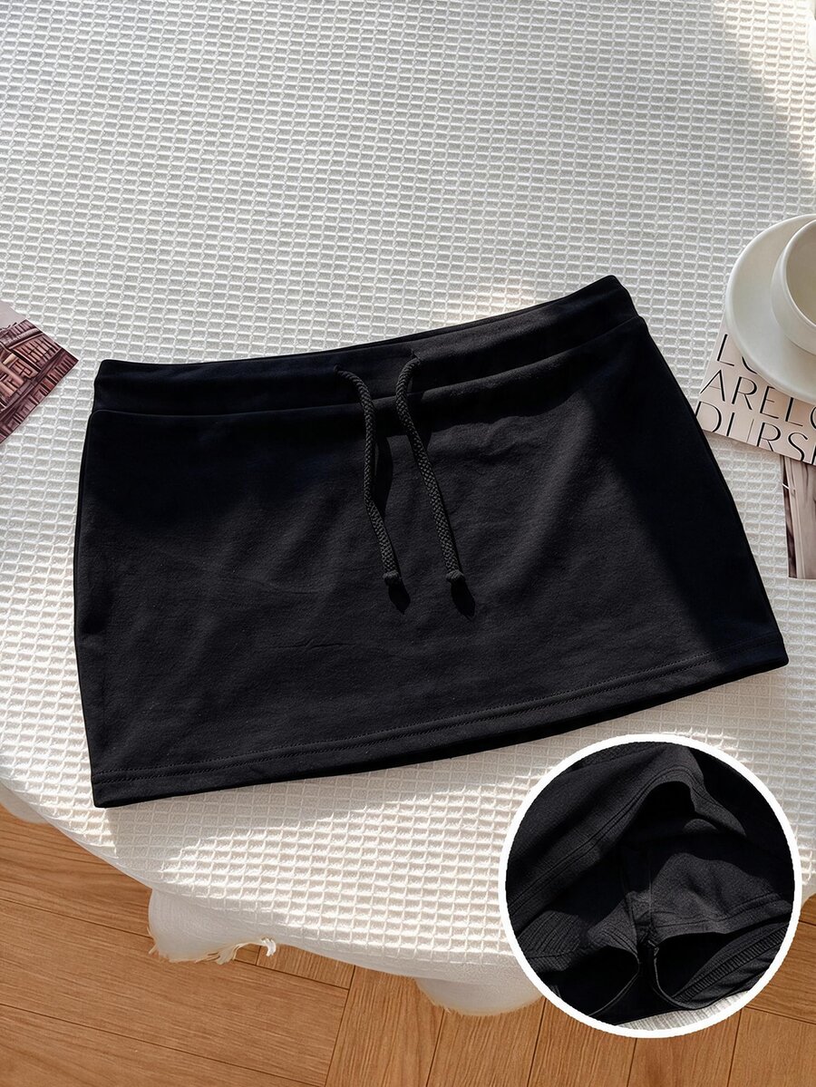 Tween Girls Short White Athletic Skirt - Black - View 1