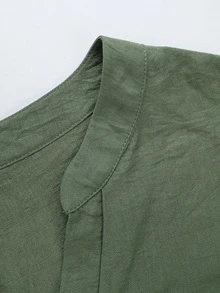 EMERY ROSE Plus Size Cinched Waist V-Neck Long Sleeve Autumn/Winter Daily Versatile Women's Blouse - Green - View 7