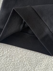 SHEIN 新生兒秋冬黑色圓領衛衣上衣，粉色蝴蝶結印花、粉色條紋袖口與粉色蝴蝶結，優雅風格，搭配粉色長褲，柔軟面料，適合室內外穿著 - 彩色 - 查看 10