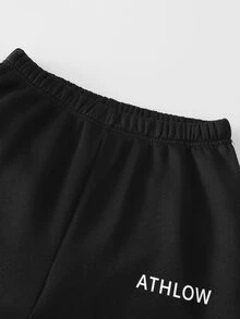 SHEIN 青少年女孩 2 件套黑色花卉連帽拉鍊開襟外套，落肩寬鬆版型，長版羅紋腰線，時尚休閒獨特設計開襟，搭配黑色寬鬆舒適長寬腿褲，休閒運動學院風穿搭，適合外出、室內、運動、健身、學校，適用春、秋、冬、聖誕節 - 黑色 - 查看 7