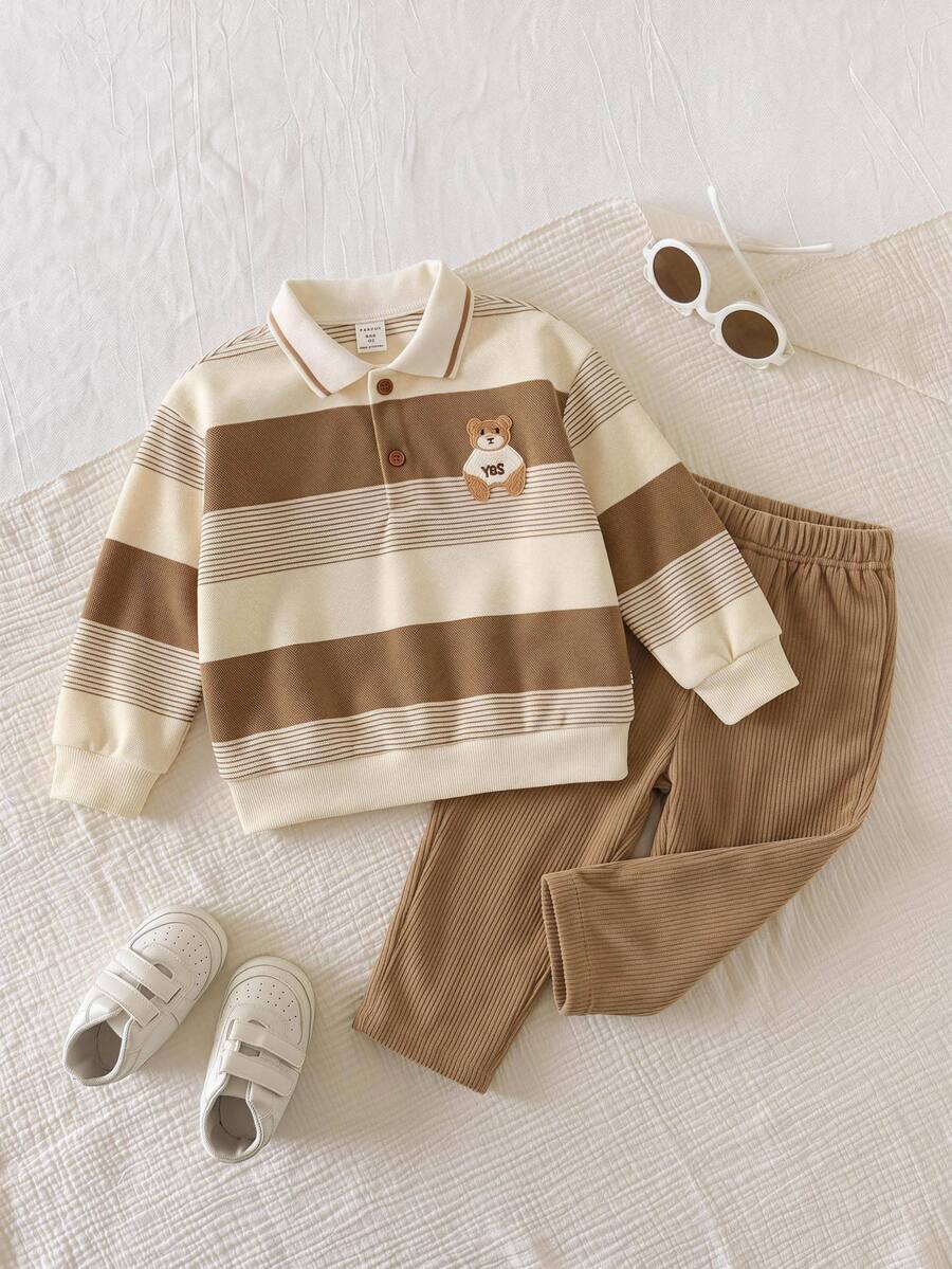 2pcs/Set Kids Young Boy Autumn/Winter Casual Sweatshirt And Pants Set, Sweatshirt Set, Boys Set, Autumn/Winter Set, Casual Set, Polo Set - Multicolor - View 1