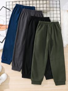 SHEIN 4件組買2送2兒童青少年男孩休閒學院風極簡實用百搭運動長褲多件套裝，男孩套裝，適合春/夏、情人節、約會、秋季 - 彩色 - 查看 2