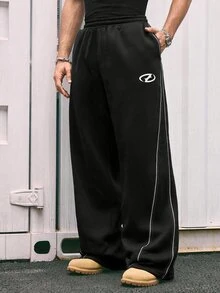 SHEIN 青少年男孩拼色休閒日常運動長褲 - 黑色 - 查看 7
