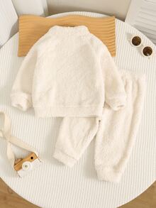 SHEIN 2pcs/Set Setelan Anak Laki-Laki Musim Gugur/Dingin, Setelan Sweatshirt dan Celana Kasual, Setelan Sweatshirt, Setelan Anak Laki-Laki, Setelan Musim Gugur/Dingin, Setelan Olahraga, Setelan Fleece - MultiWarna - View 2