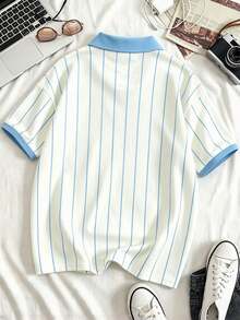 Daypath Men's Summer Casual Striped Letter Print Polo Shirt - Multicolor - View 4