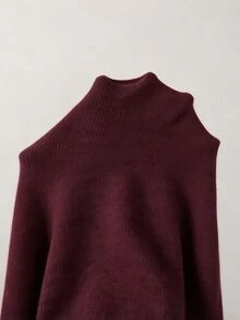 SHEIN 女款抽繩連帽針織開襟外套，秋季鈕扣前襟休閒毛衣 - 酒紅色 - 查看 7