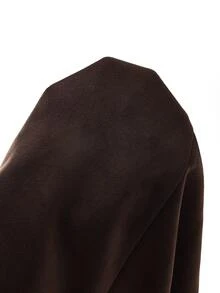 LUMIGAL Women's V-Neck Long Sleeve Waist-Cinching Hem Split Dress - Coffee Brown - View 9