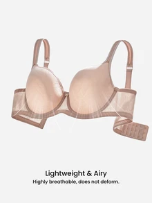 LUVLETTE Dream Curve Air Full Coverage Minimizer  Seamless No Show Breathable Mesh Ultra-Light Summer Embossed Rose Sandwich Spacer Cup Support Bra - Rusty Rose - View 2