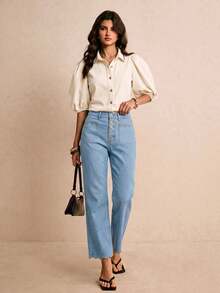 Poéselle Women's Casual Daily Wear Denim Jeans With Pockets - Light Wash - View 3