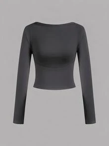 SHEIN EZwear 女款素色露背長袖休閒T恤 (2件組) - 彩色 - 查看 8
