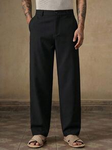 EASEVO Men's Plus Size Button Pocket Business Suit Pants - Black - View 1
