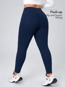 Flexra Plus Size Women's Casual Versatile Daily Wear Jeans - Dark Wash - View 2