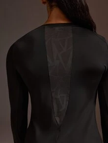 Powerista Women's Solid Color Active Wear Crew Neck Athletic Tee Shirt With Breathable Mesh Panels For Women Training High Quality Workout Clothes - Black - View 4