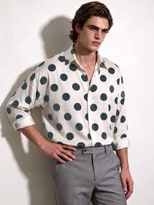 Manfinity Dauomo Men's Polka Dot Pattern Long Sleeve Single-Breasted Casual Shirt - Apricot - View 3
