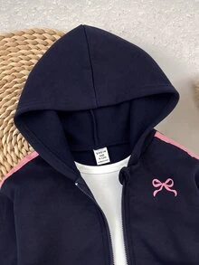 SHEIN 女嬰可愛草莓圖案衛衣與鬆緊腰長褲套裝 - 紅色 - 查看 3