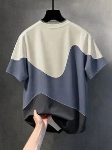 Manfinity Homme Men's Letter Print Contrast Color Crew Neck Short Sleeve Casual T-Shirt - Multicolor - View 2