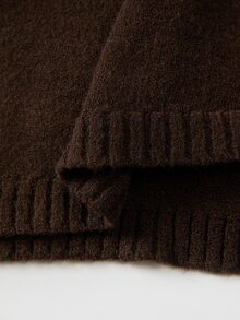 SHEIN Women Wrap VNeck Knit Top, Long Flare Sleeve Lace Trim Cuff Cropped Knitted Sweater For Daily Outfi - Coffee Brown - View 6