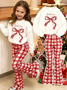 SHEIN Vintaside Kids 少女連帽衫與運動衫套裝 - 彩色 - 查看 1