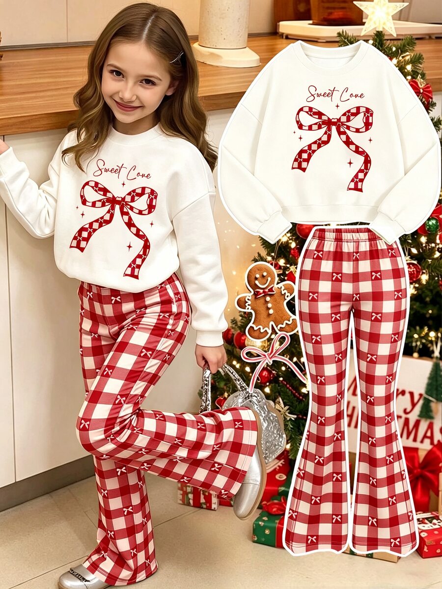 SHEIN Vintaside Kids 少女連帽衫與運動衫套裝 - 彩色 - 查看 1