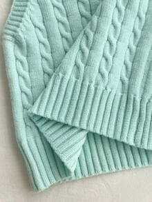SHEIN 女童粉色刺繡背心毛衣，圓領，適合搭配裙子，適合秋冬春夏穿著的套頭衫 - 薄荷綠 - 查看 6