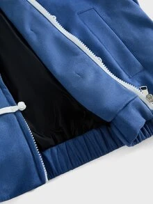 EASEVO Men's Plus Size Button-Up Front Side Stripe Casual Shacket Halloween Christmas Winter Party Autumn  - Blue - View 10