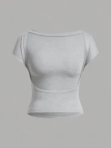 SHEIN EZwear 女款純色圓領露背短袖休閒T恤（3件組） - 彩色 - 查看 12