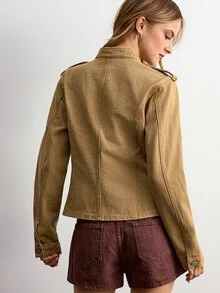 Willow Rêve Jaket Denim Napoleon Khaki Wanita - Khaki - View 2