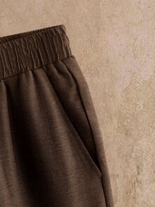 COMVAIL Men's Plus Size Casual Versatile Solid Color Dress Pants - Coffee Brown - View 4