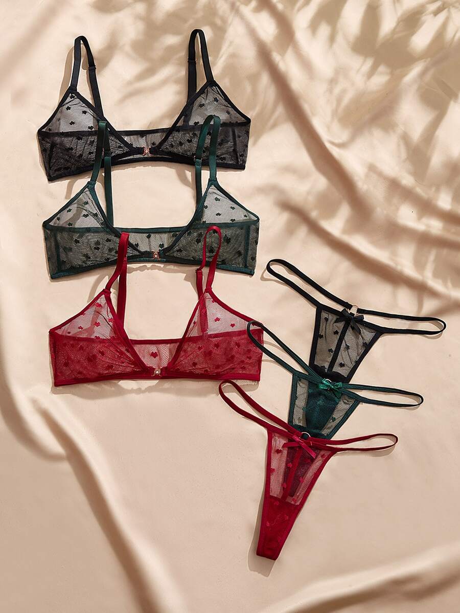 Charlaine Women's Heart Mesh Fashion Sexy Lingerie Set - Multicolor - View 1