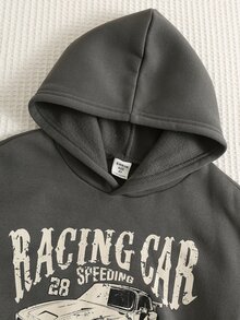 SHEIN 2件組兒童青少年男孩秋冬休閒運動衫與長褲套裝，運動衫套裝，男孩套裝，秋冬套裝，運動套裝，賽車套裝，棋盤格套裝 - 彩色 - 查看 8