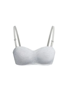 SHEIN 1pc Adjustable Detachable Strap Wireless Bra - Light Grey - View 1