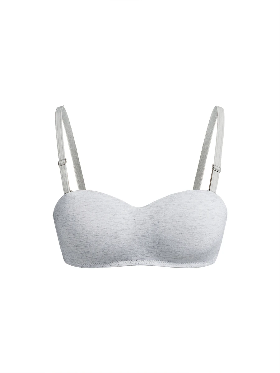 SHEIN 1pc Adjustable Detachable Strap Wireless Bra - Light Grey - View 1