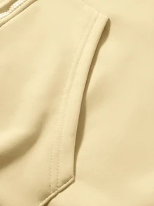 Manfinity Roghcode 男士街頭風連帽外套，男友熱門禮物選擇，男士機能風街頭穿搭拉鍊夾克，黑色寬鬆版型雙拉鍊 - 杏色 - 查看 5