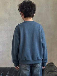 DAZY Boys (Big) Loose Casual Crew Neck Pullover Letter Print Sweatshirt, Autumn/Winter - Blue - View 5