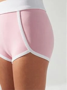 Sovereign Charm Women's Minimalist Striped Colorblock Sports Shorts - Pink - View 7