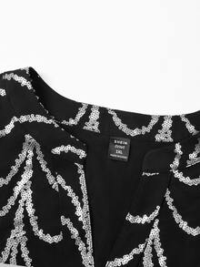 Velvienne Plus Size Women's Sequin Fashion Versatile Daily Casual Shirt Christmas - Black - View 4