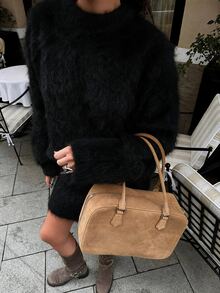 Selianne 女款優雅圓領長袖毛衣裙套裝 2件組 - 黑色 - 查看 5