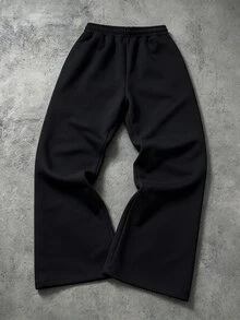 SHEIN 青少年男孩拼色休閒日常運動長褲 - 黑色 - 查看 2
