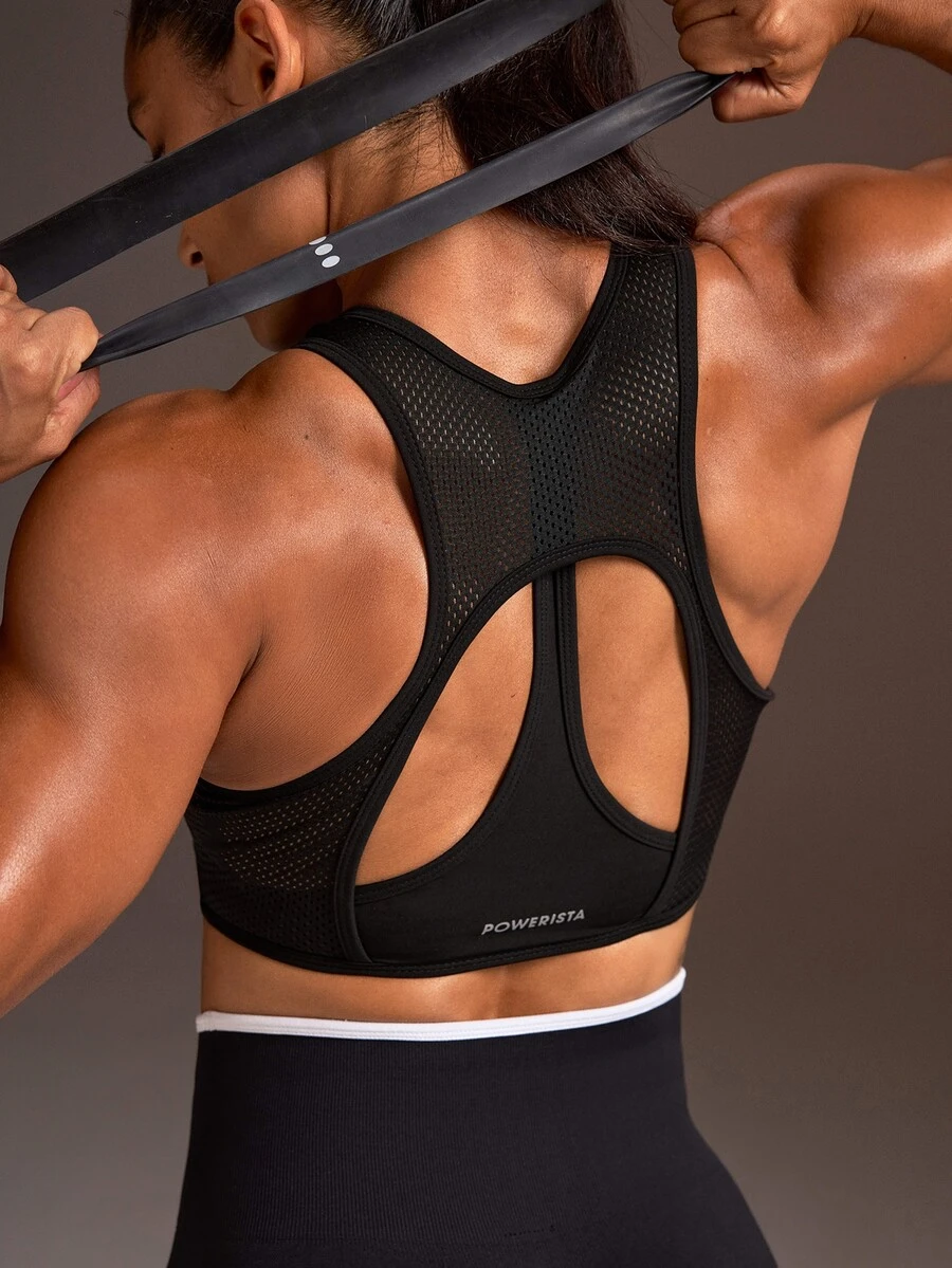 Powerista Women's Backless Design Everyday Fitness Sports Bra - Black - View 1