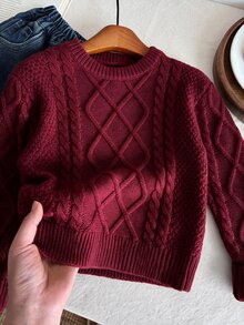 SHEIN 兒童小男孩秋冬毛衣，柔軟舒適學院風英倫風校服，適用返校季、職業日、聖誕節、萬聖節、生日 - 彩色 - 查看 1