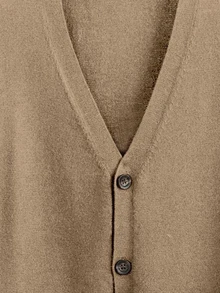 Manfinity Homme Men's Solid Color Long Sleeve Single-Breasted Knit Cardigan, Autumn/Winter - Camel - View 4